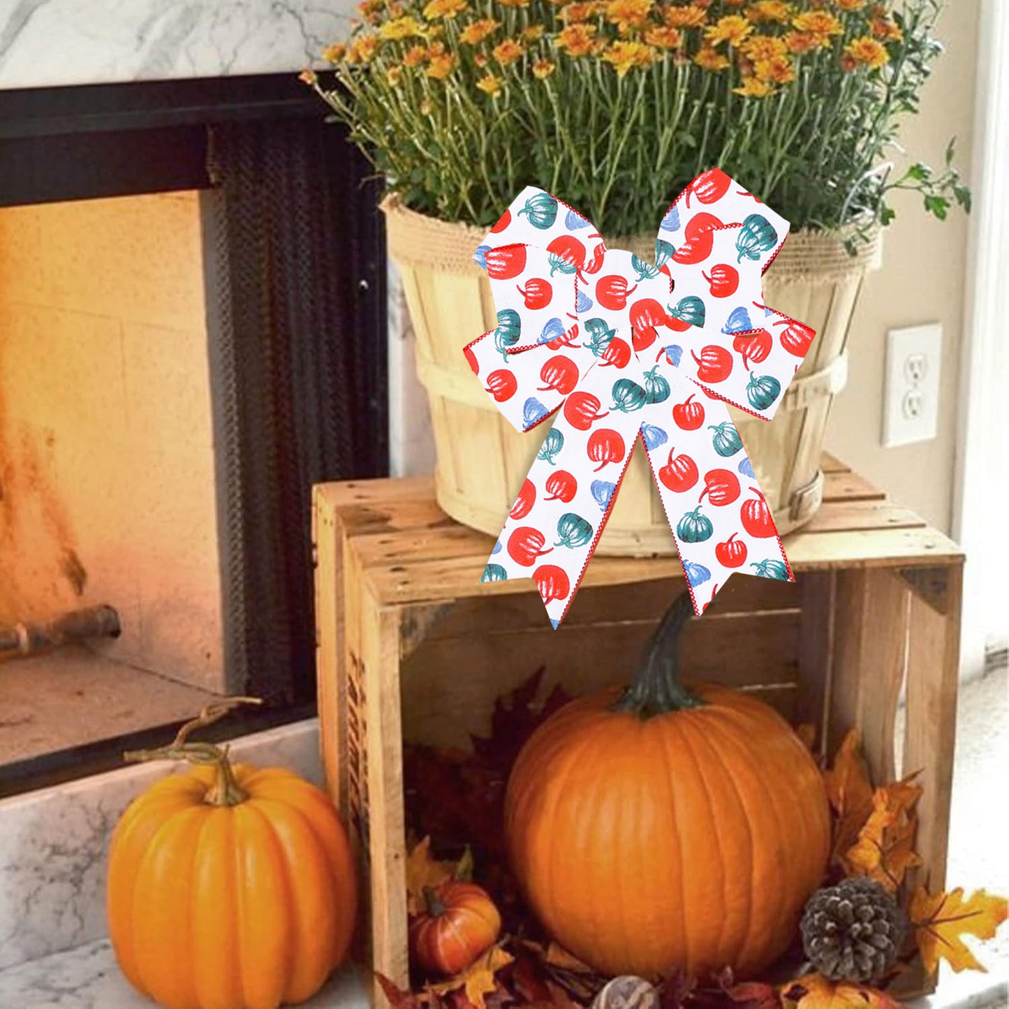 Thanksgiving Wired Edge Ribbon - 4 Rolls, 20 Yards, Orange