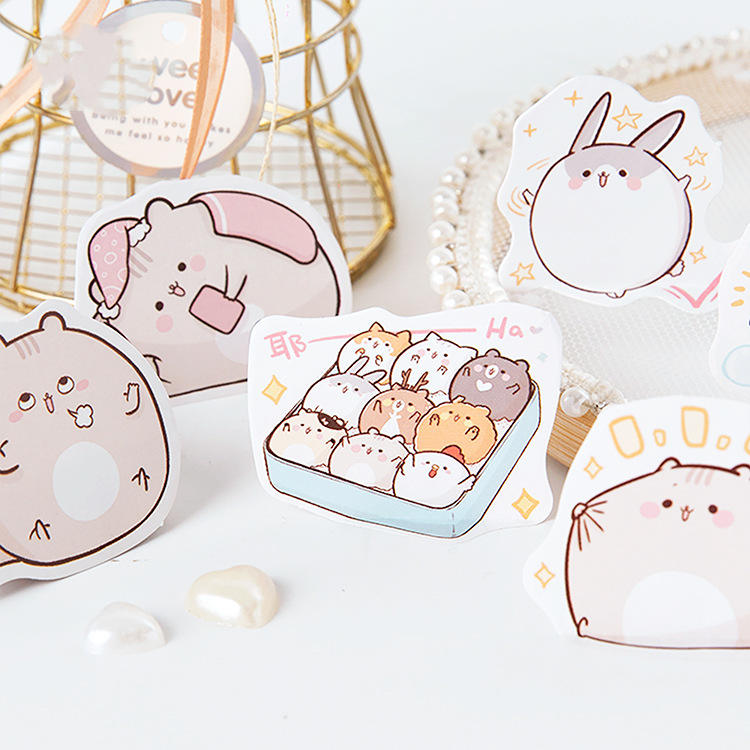 Little Fat Mouse Hand Account Notebook with Decorative Stickers - 45 Pieces