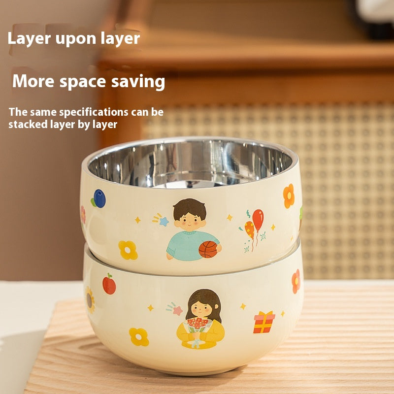 Children's Cartoon Stainless Steel Rice Bowl - Kids Dinnerware