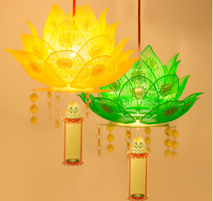 Lotus Lamp Buddha Worship Decorative Lantern for Festivals and Weddings