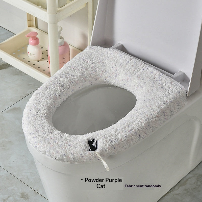 Universal Toilet Seat Cover for Bathroom Use - Winter & Autumn Fit, Slip-On Polyester