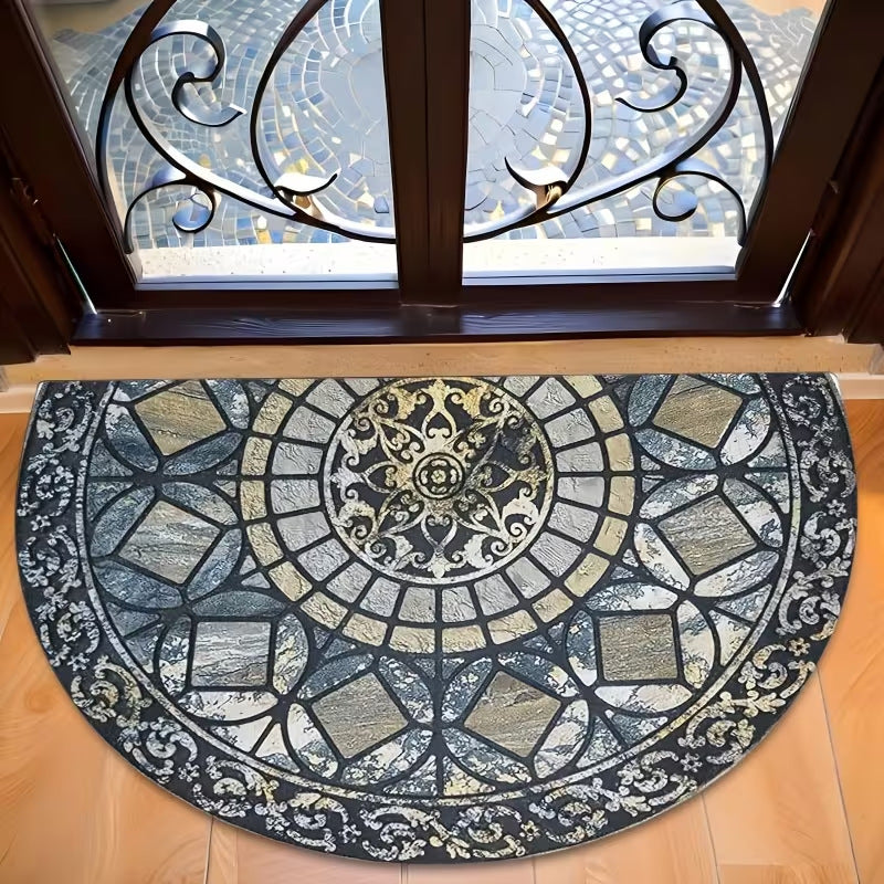 Crystal Velvet Semi-Circular Anti-Fouling Floor Mat - Multiple Sizes & Styles
