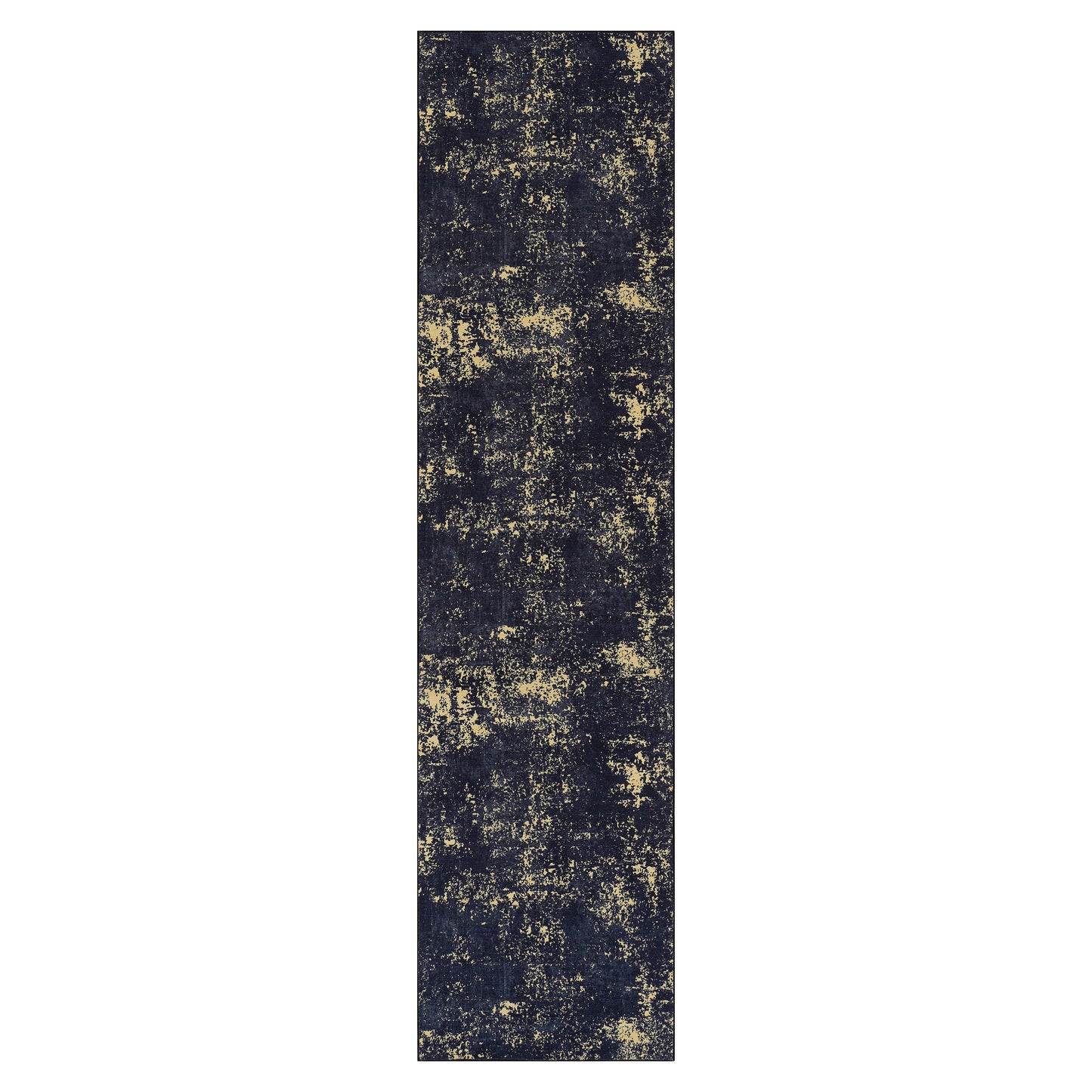 MAVAL Black Washable Rug 2'6'' X 10' Runner Gold,
