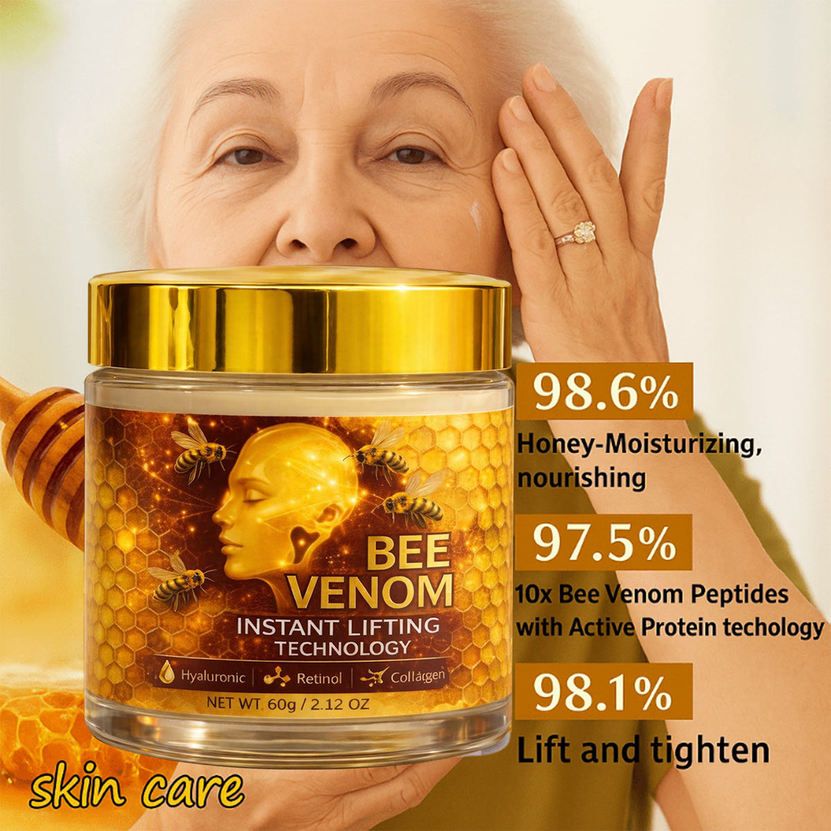 Collagen Hyaluronic Acid Turmeric Retinol Face Cream - Unisex Skin Care, 60g