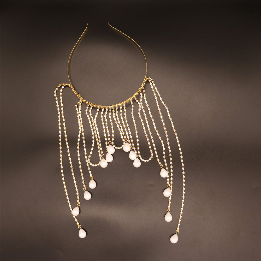 Exaggerated Long Tassel Hair Chain Hoop