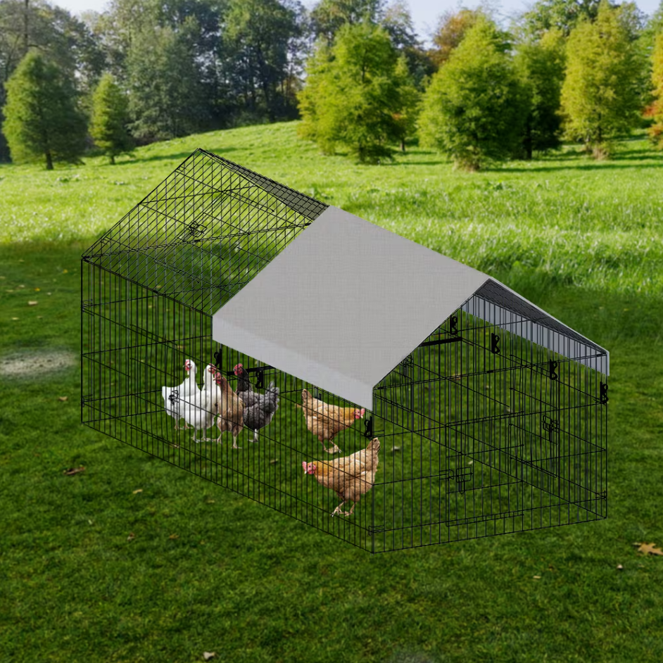 Pointed Wire Chicken Coop for Poultry Breeding - Black & Gray