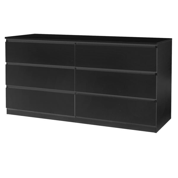 6-Drawer Filing Cabinet - Modern Black Home Office Storage