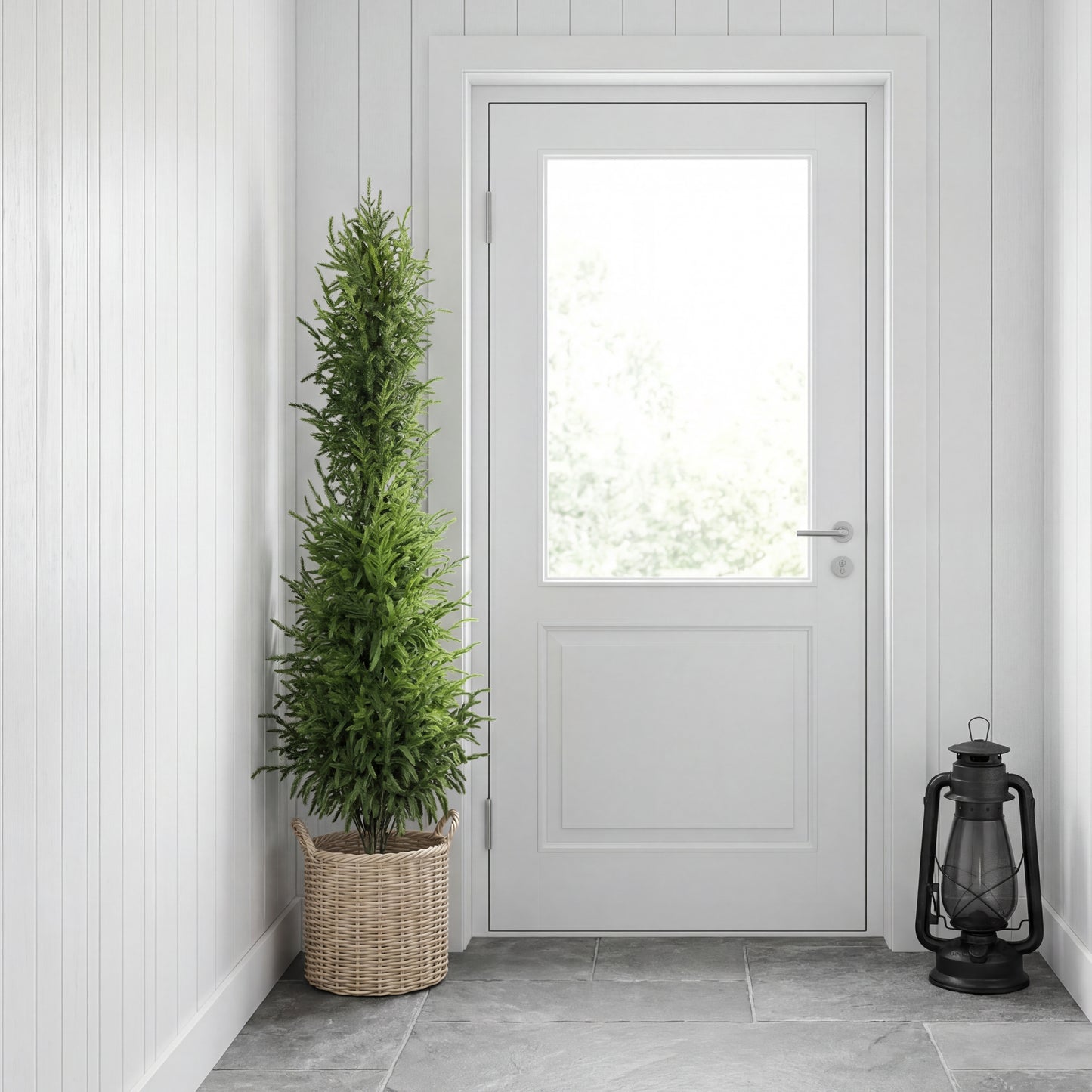 5' Real Touch Artificial Pine Tree in Black Pot - Green Leaves