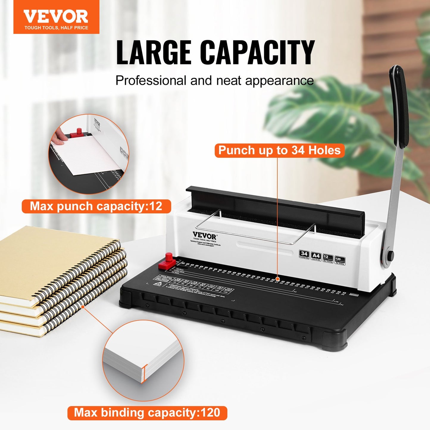 Manual Coil Spiral Binding Machine - 120 Sheets Capacity