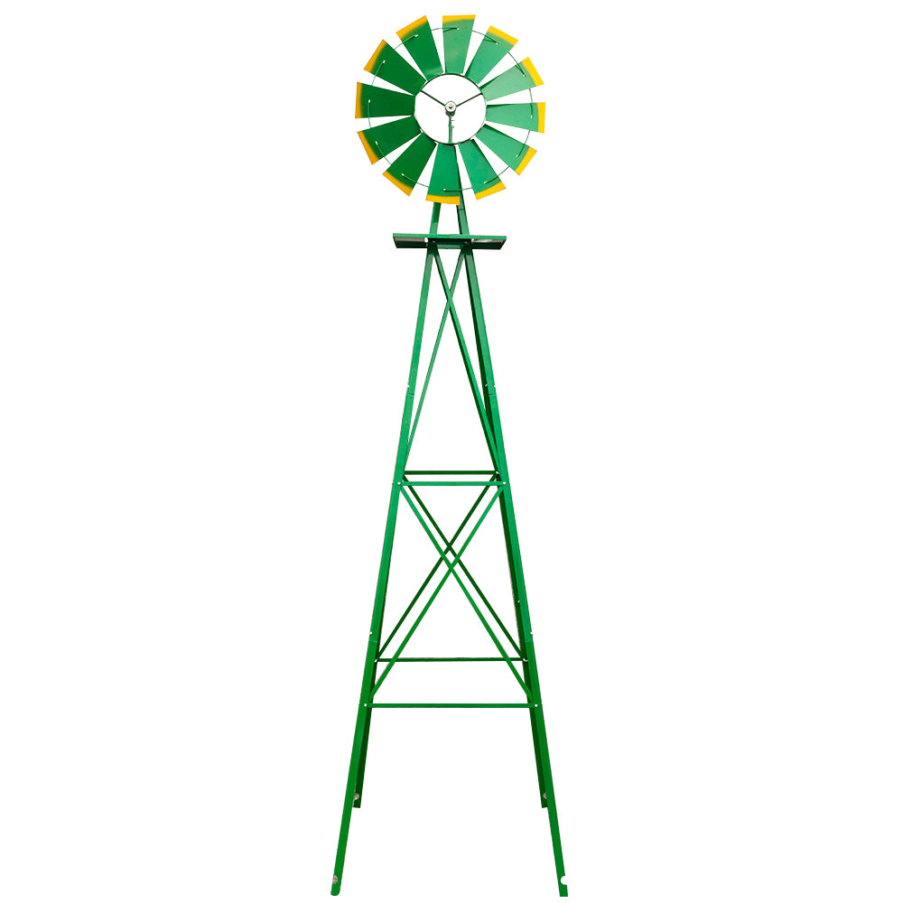 8FT Weather-Resistant Garden Windmill with Steel Frame for Lawn Decor