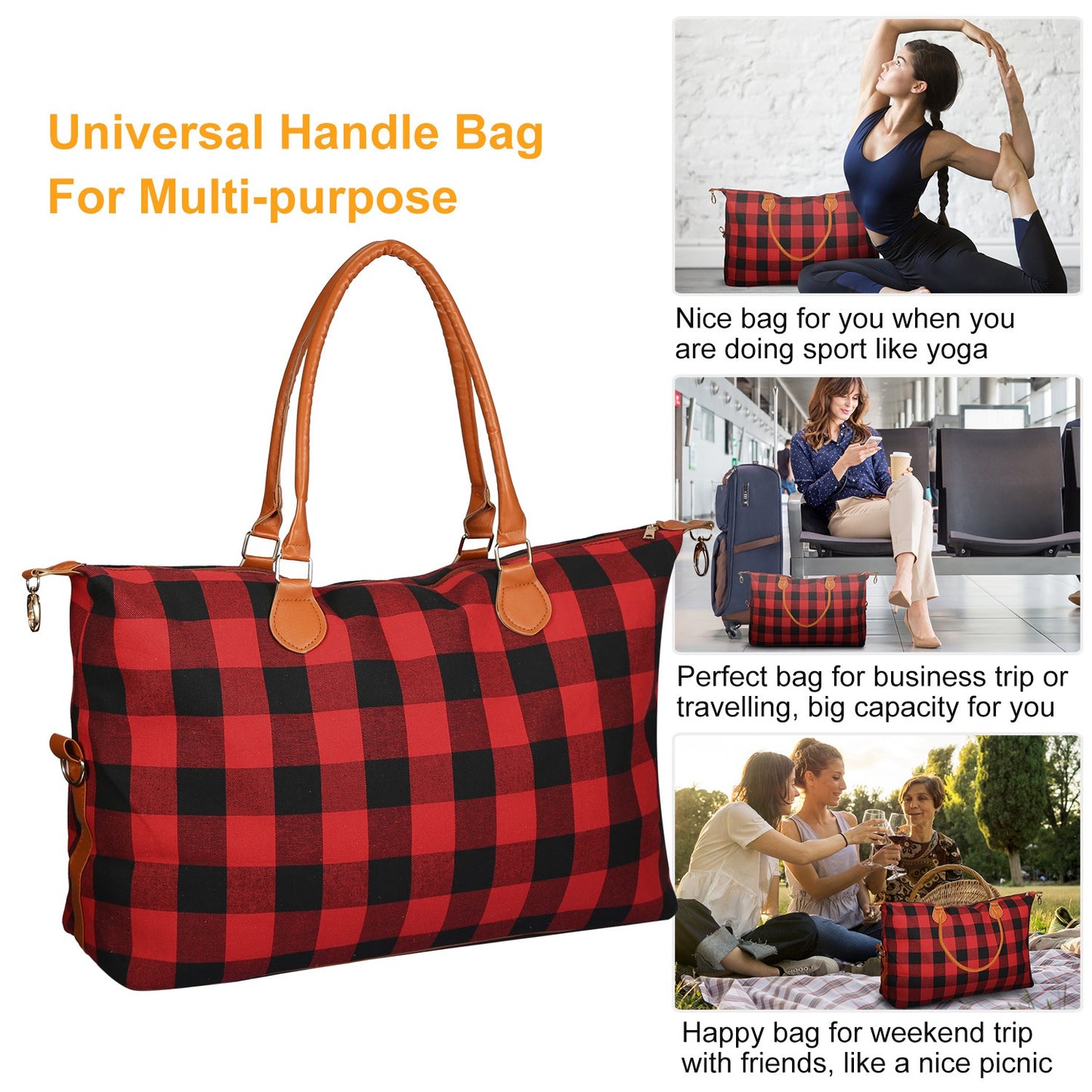 1Pc Women Duffle Bag Travel Luggage Bags Weekend Overnight Tote