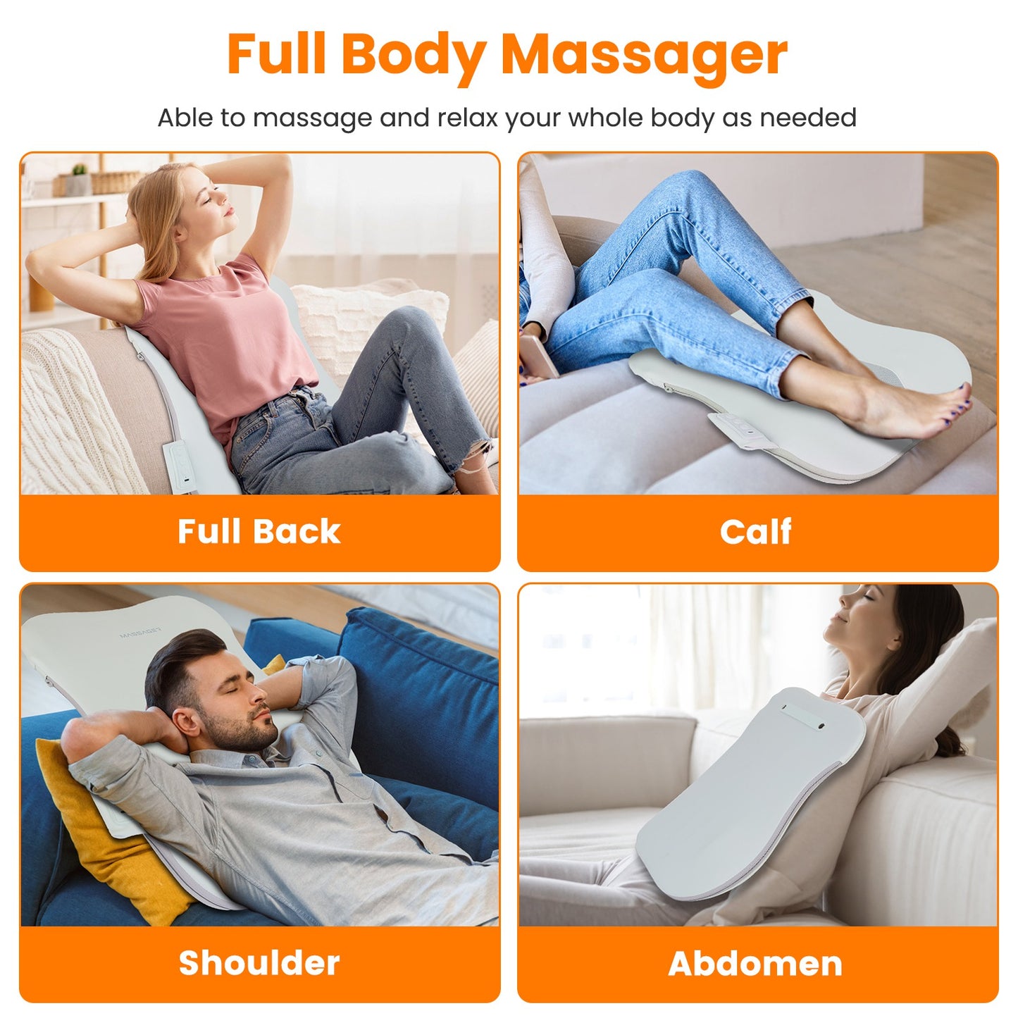 Cordless 3D Deep Tissue Back Massager with Heating & Auto-Off - White