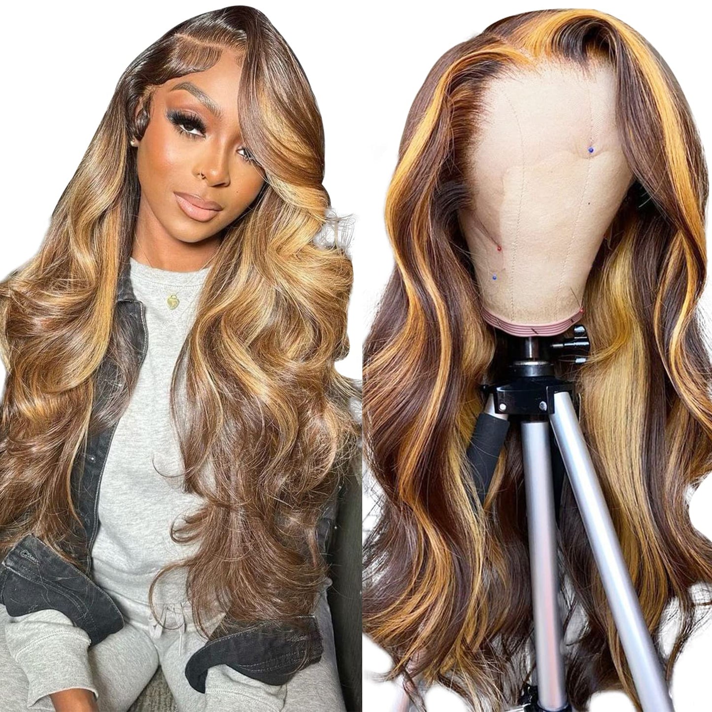 Body Wave Human Hair Lace Front Wig - P4/27 Highlight 13x4 Lace Wig
