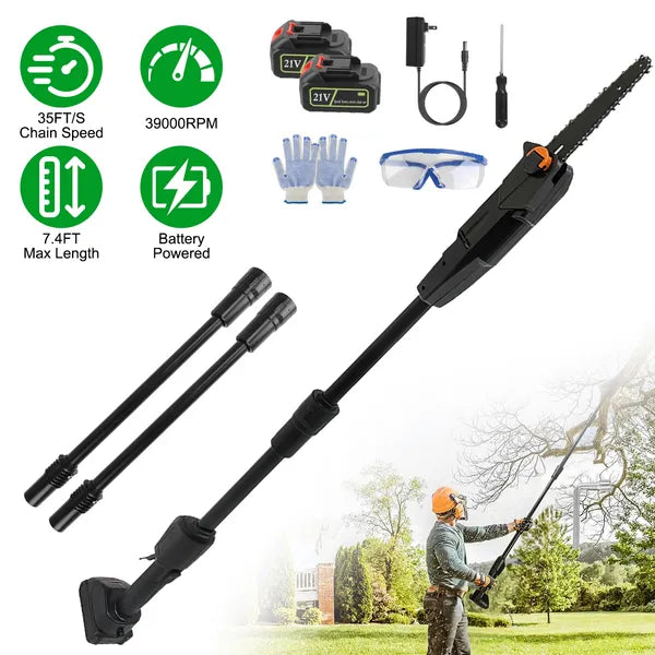 Cordless Pole Saw 7.4ft Adjustable Extension Tree Trimmer with 775W Motor