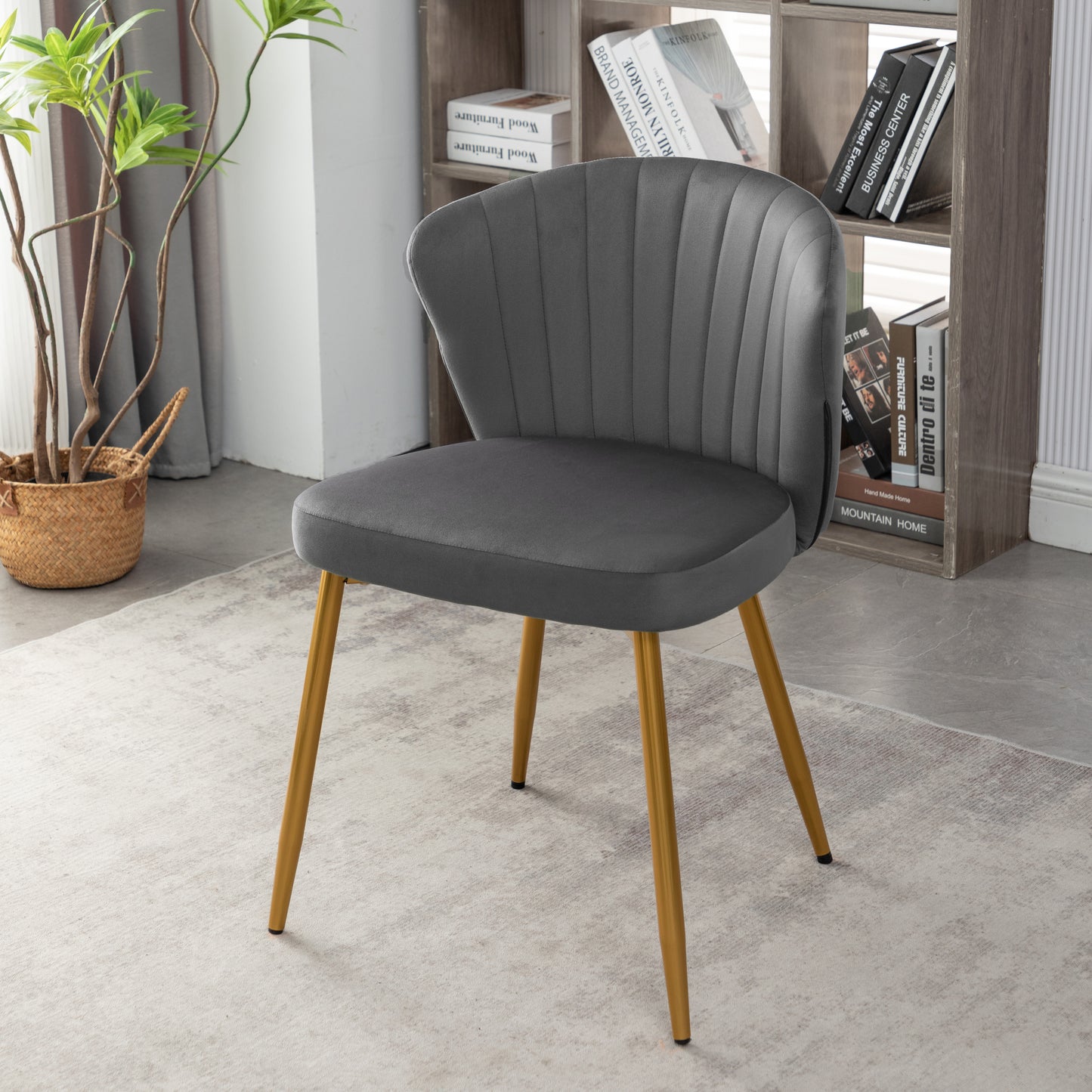 Modern Velvet Armless Accent Chair, Channel Tufted Dining Chair With