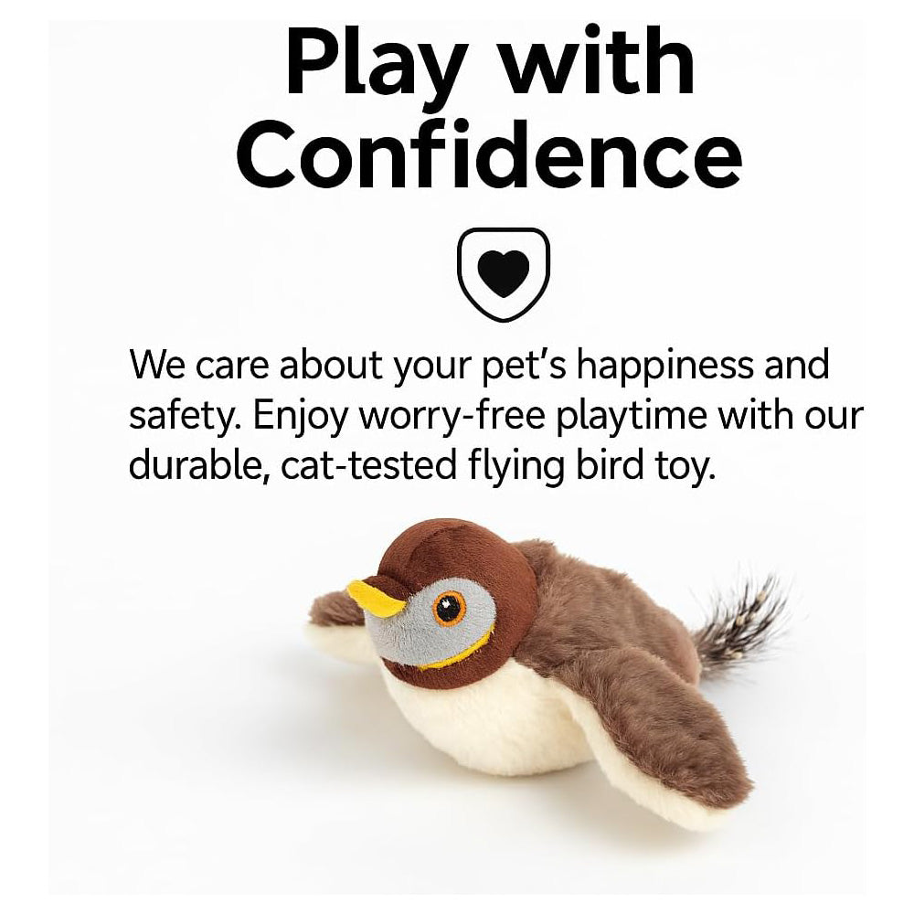 USB Rechargeable Flapping Bird Cat Toy with Chirping & Motion Sensor - Interactive Plush Plaything