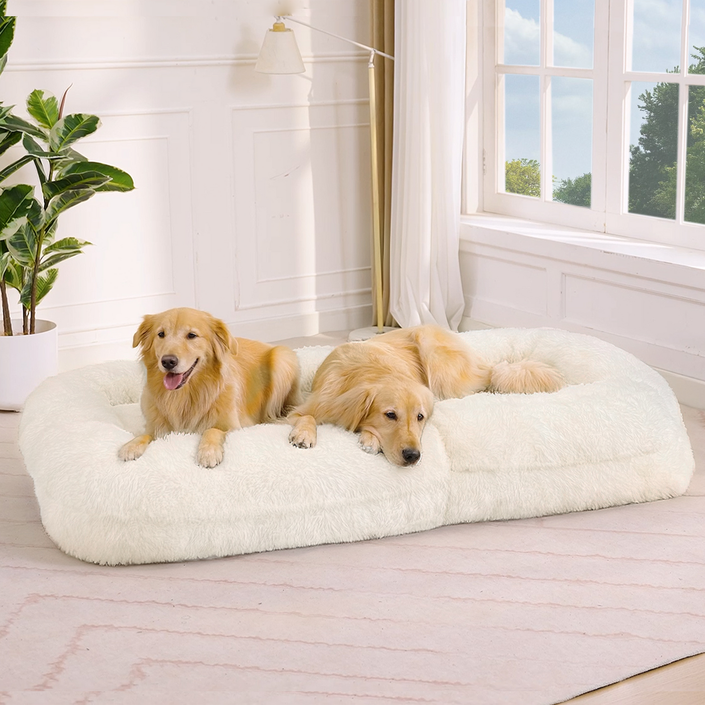 5-Position Adjustable Human Dog Bed & Lazy Sofa - Beige
