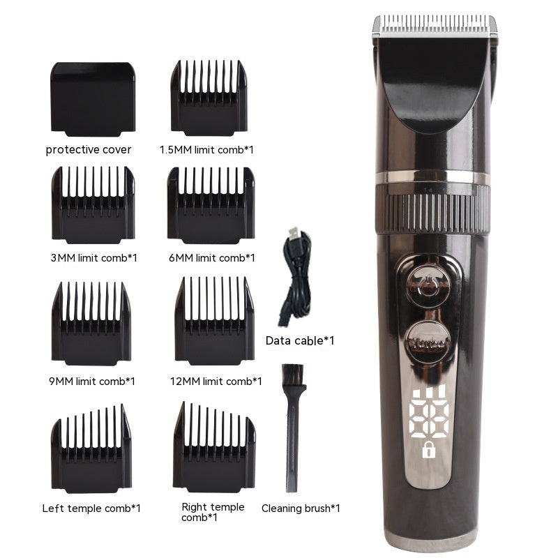 Electric Hair Clipper with LCD Display & Ceramic Blade