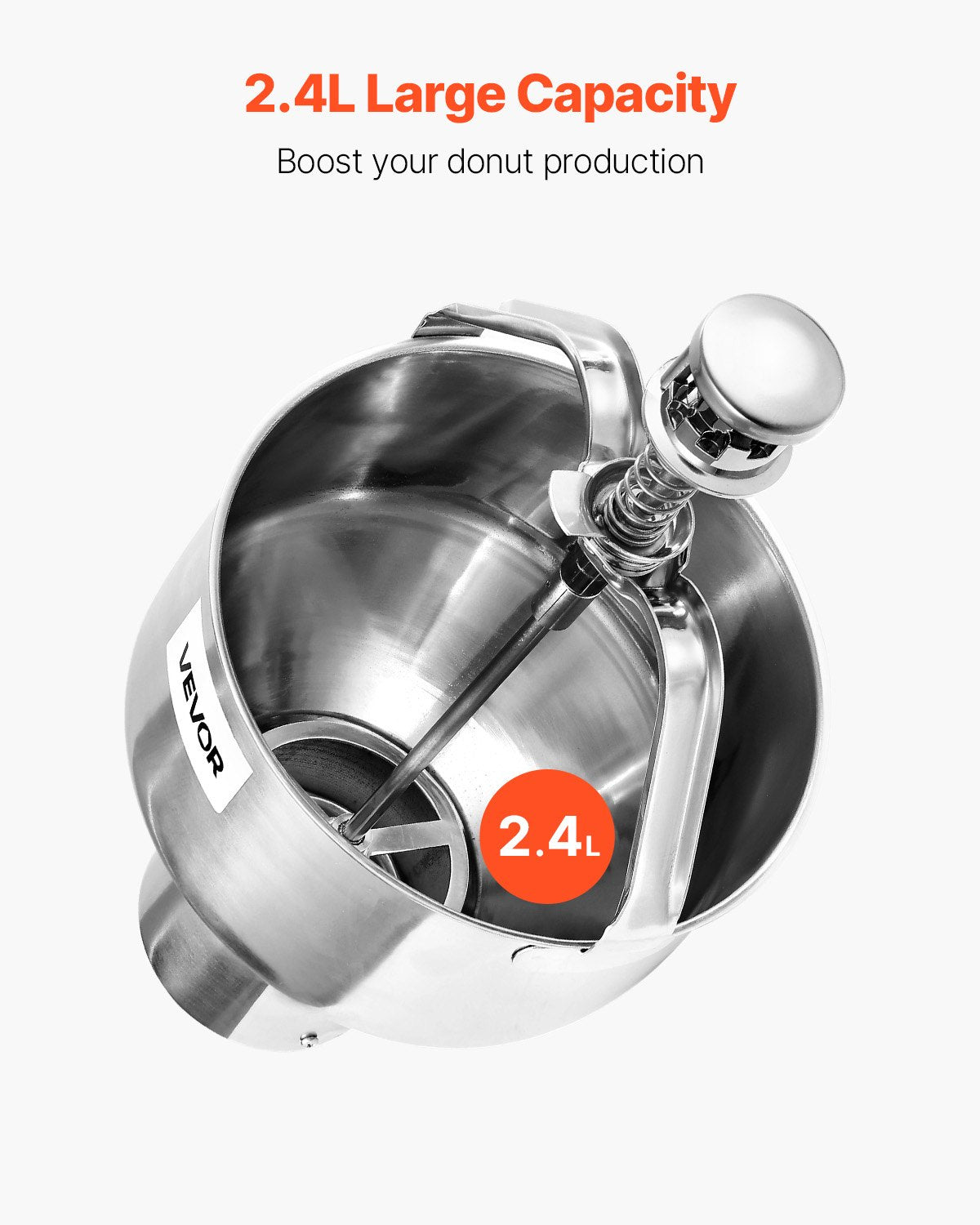 Manual Donut Depositor - 2.4L Stainless Steel Batter Dispenser