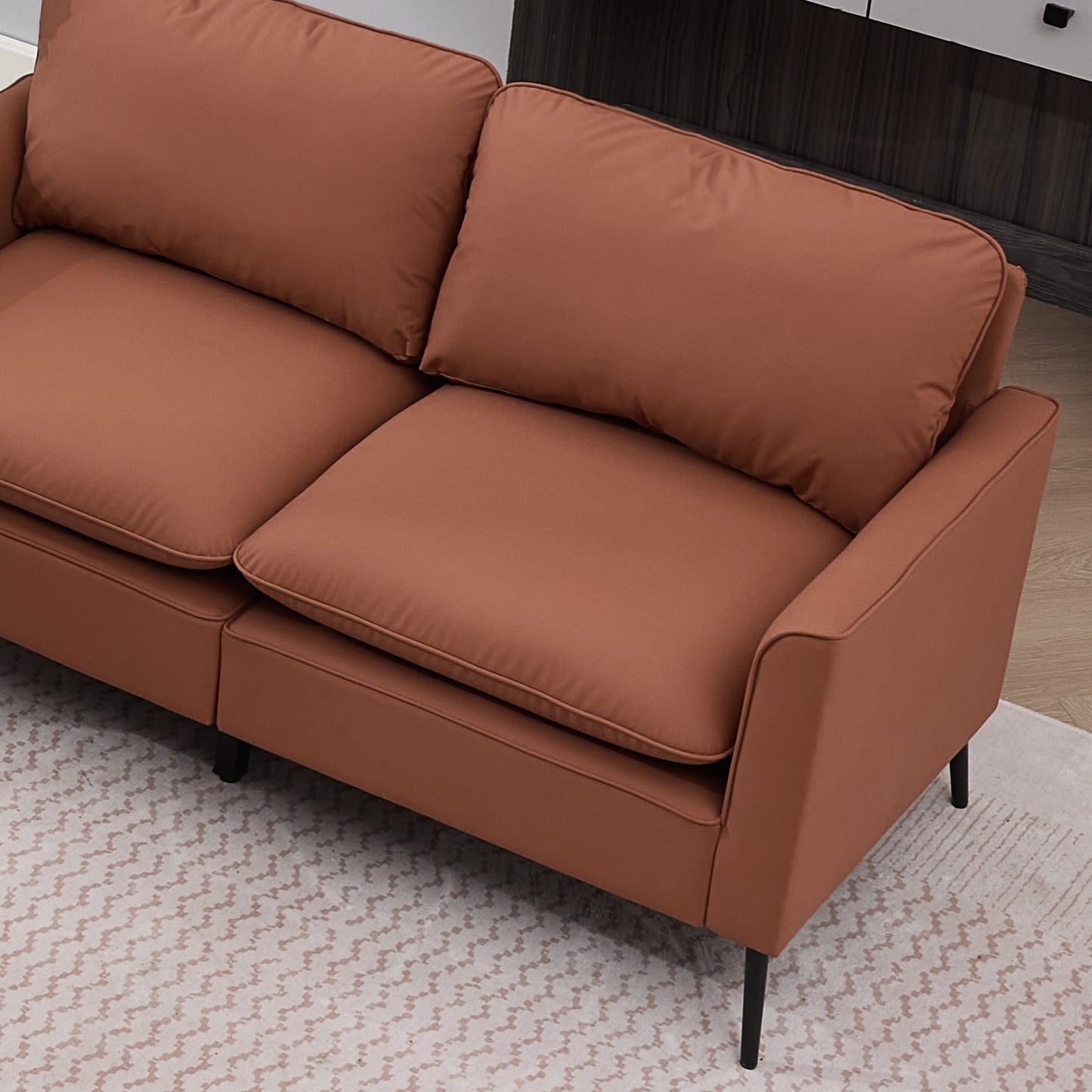 Brown Cat Paw Leather Loveseat Sofa - Nordic Retro Design
