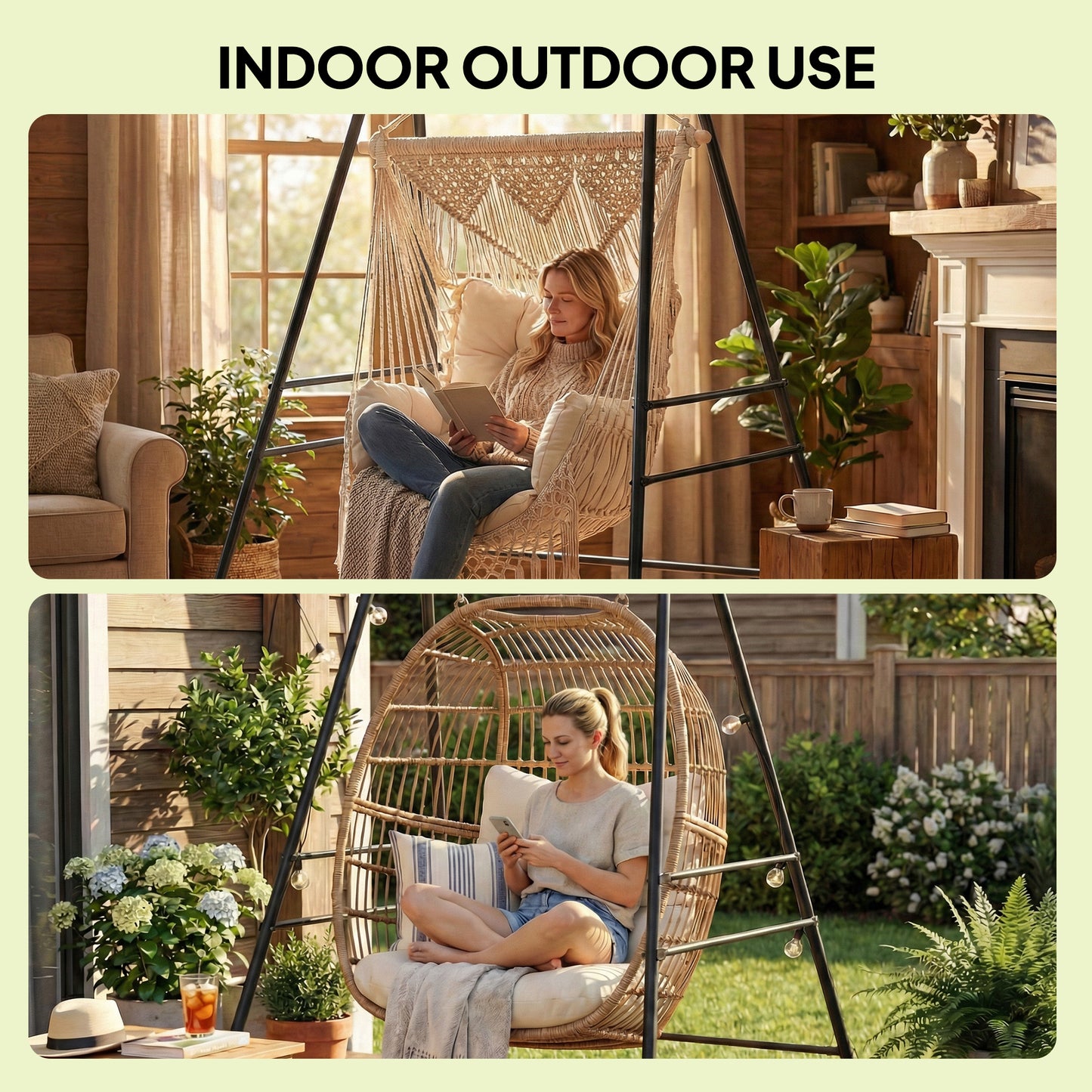 Hammock Chair Stand for Indoor & Outdoor Use - Black