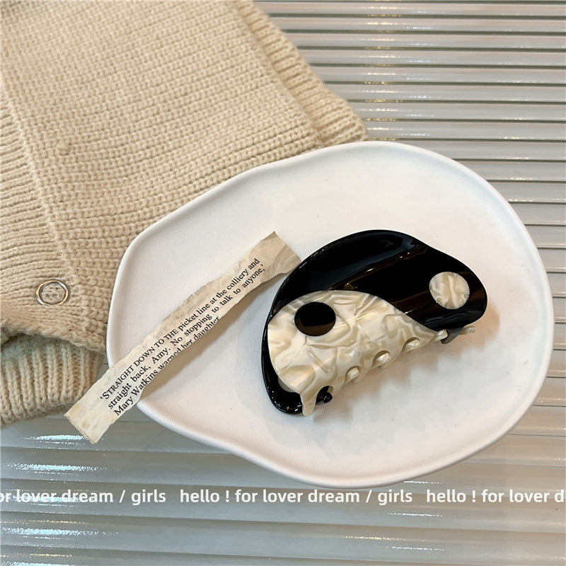 Korean Style Acetate Hairpin Semi-Circle Grab Clip for Back of Head