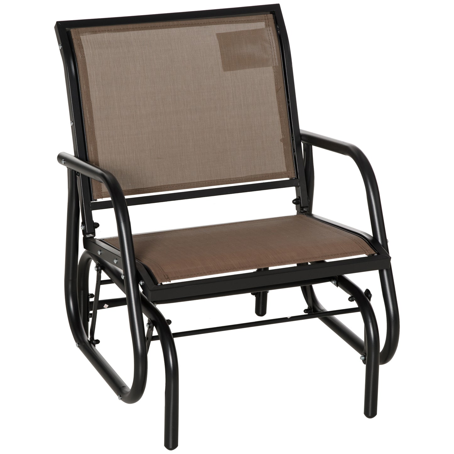 Outdoor Metal Frame Glider Chair with Breathable Mesh - Brown
