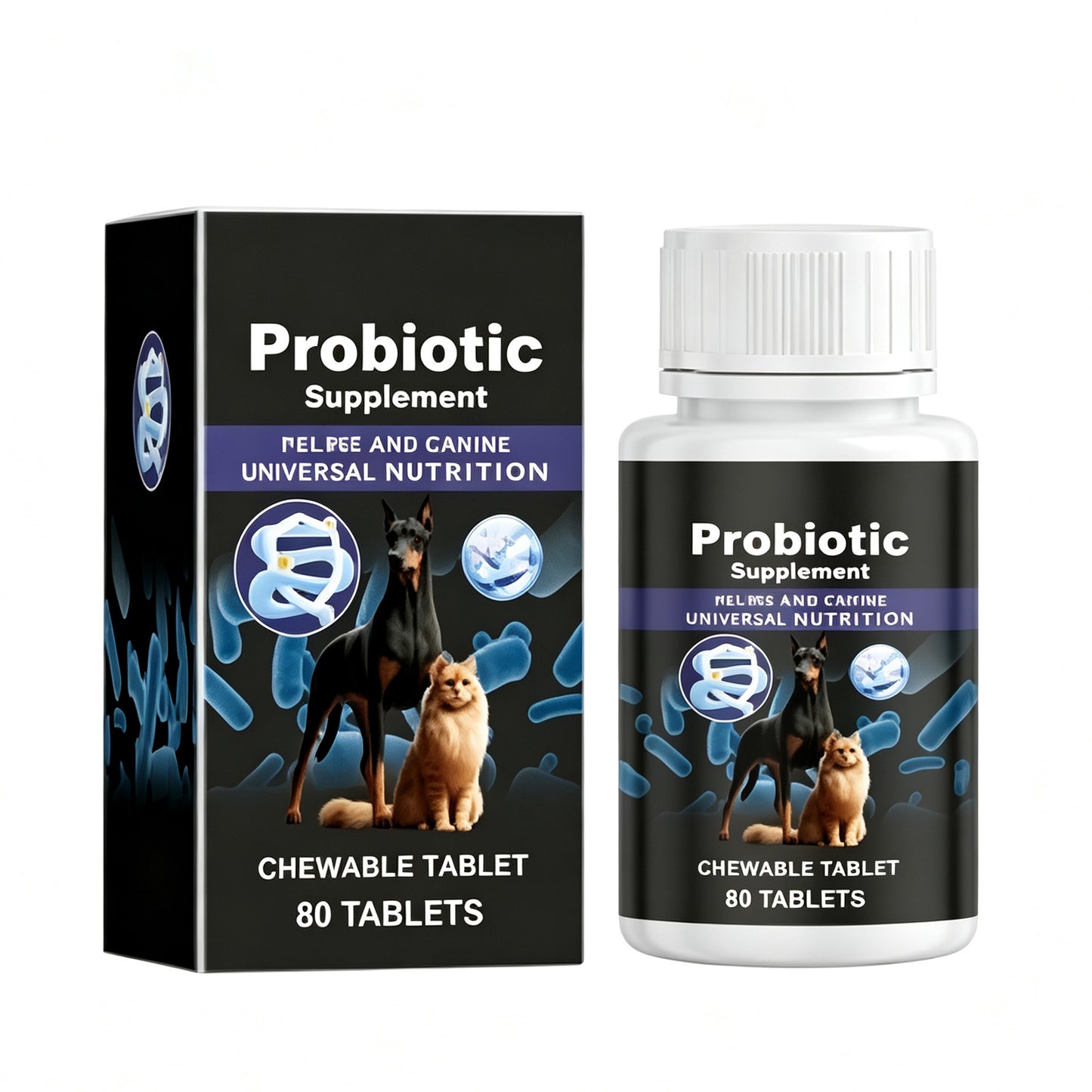 Pet Probiotic Chewable Tablets for Dogs & Cats - Digestive & Immune Support, 80 Count