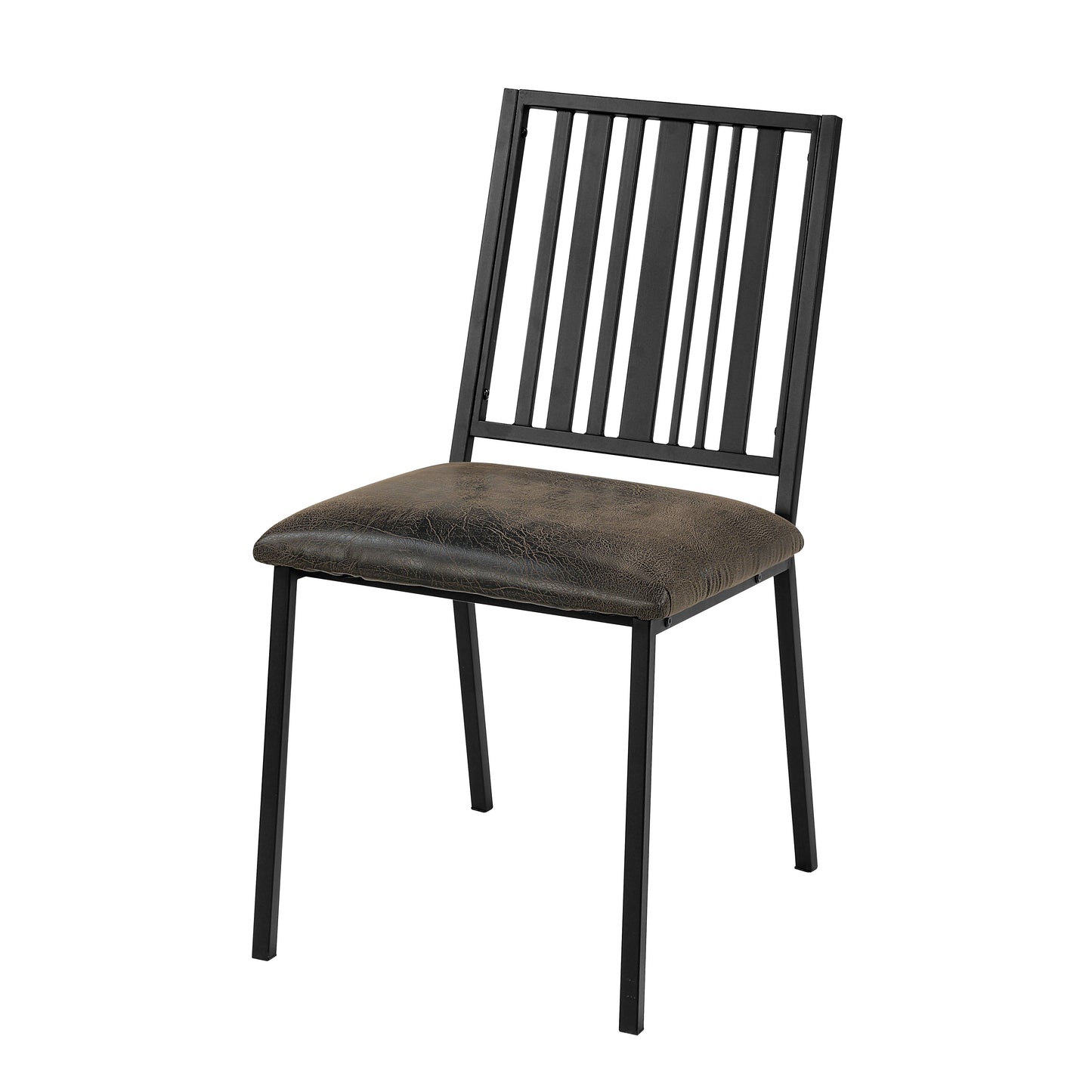Set of 2 Synthetic Leather Side Chairs - Black & Espresso Finish