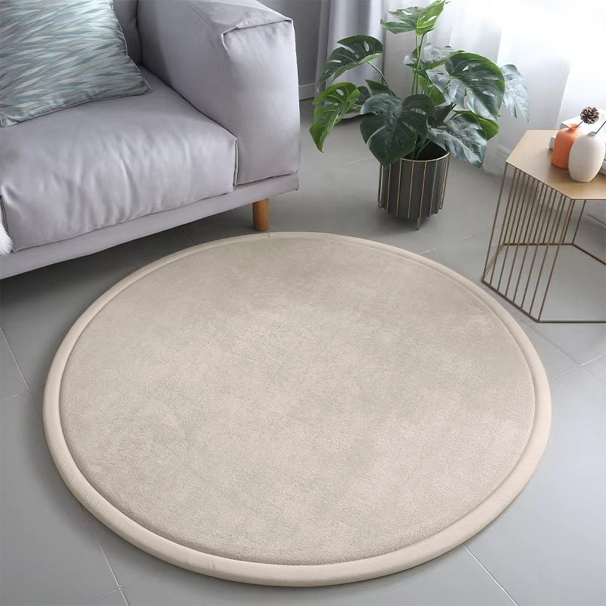 Round Thickened Polyester Floor Mat - Modern Minimalist Home Decor