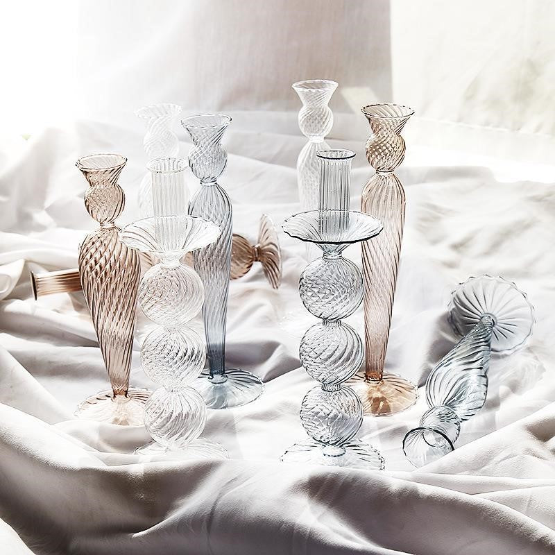 Glass Candle Holder Vase for Home Decor - Elegant Table Centerpiece