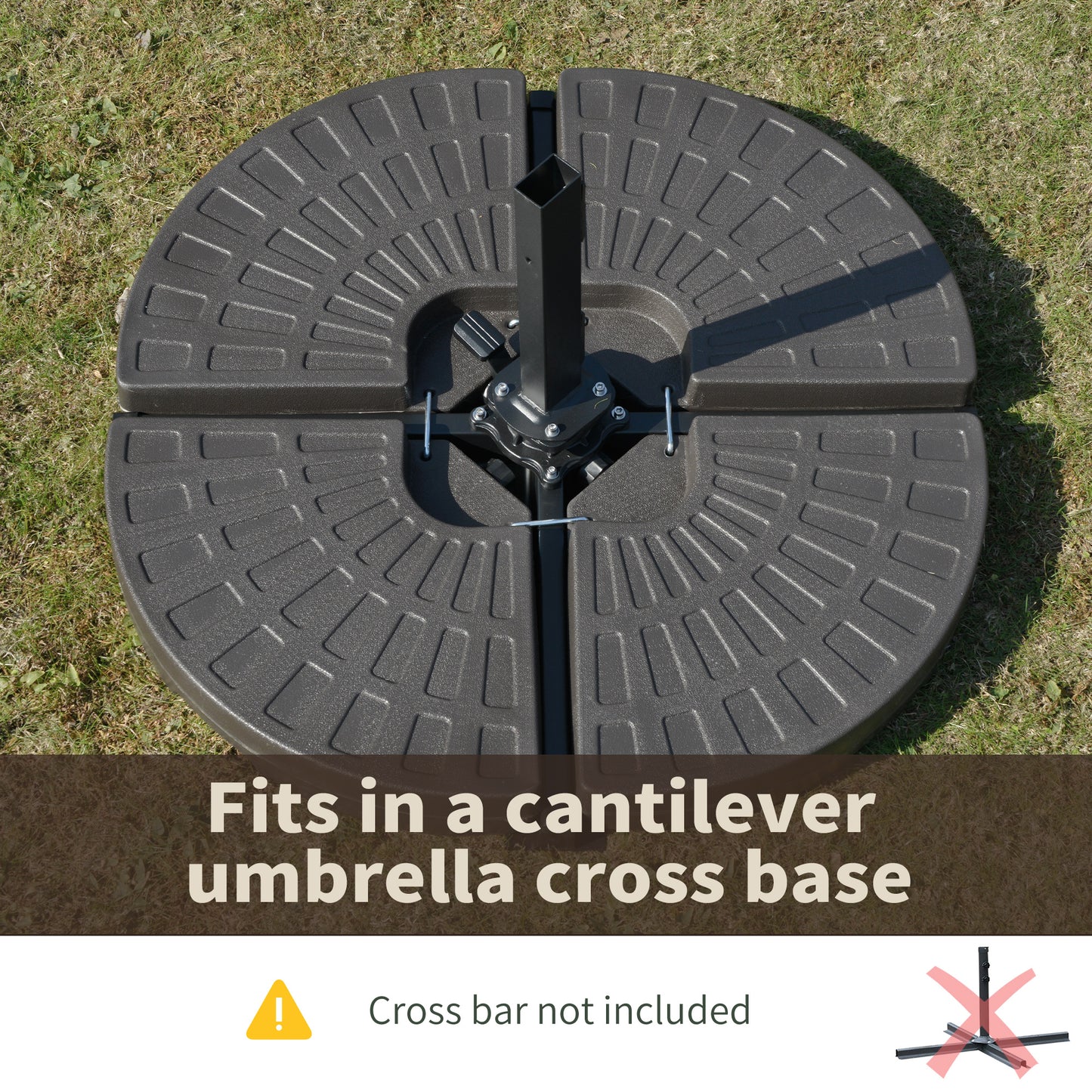 Cantilever Patio Umbrella Base - 4 Piece Set, 220 lbs Capacity, Coffee Brown