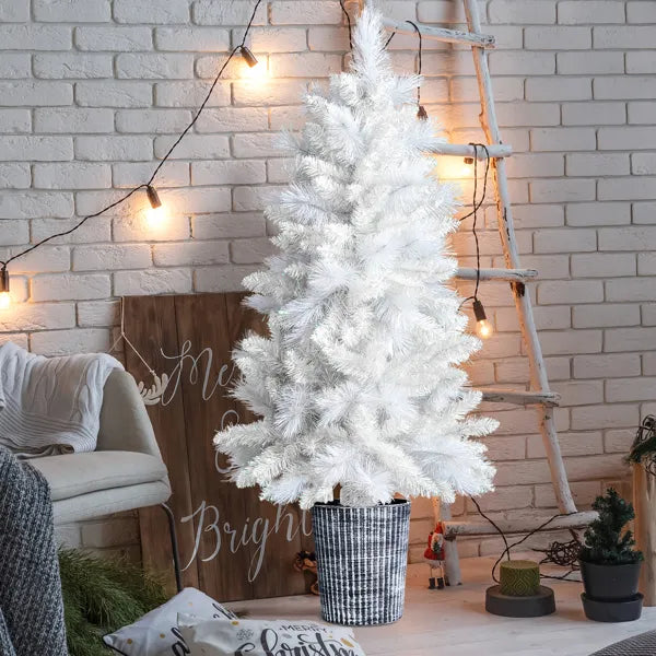 4 FT White Artificial Christmas Tree with Pot Stand - Holiday Decor