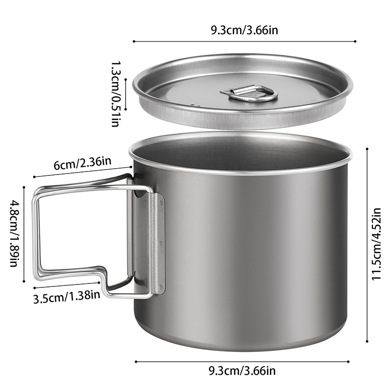 800ml Pure Titanium Camping Cup - Lightweight & Foldable