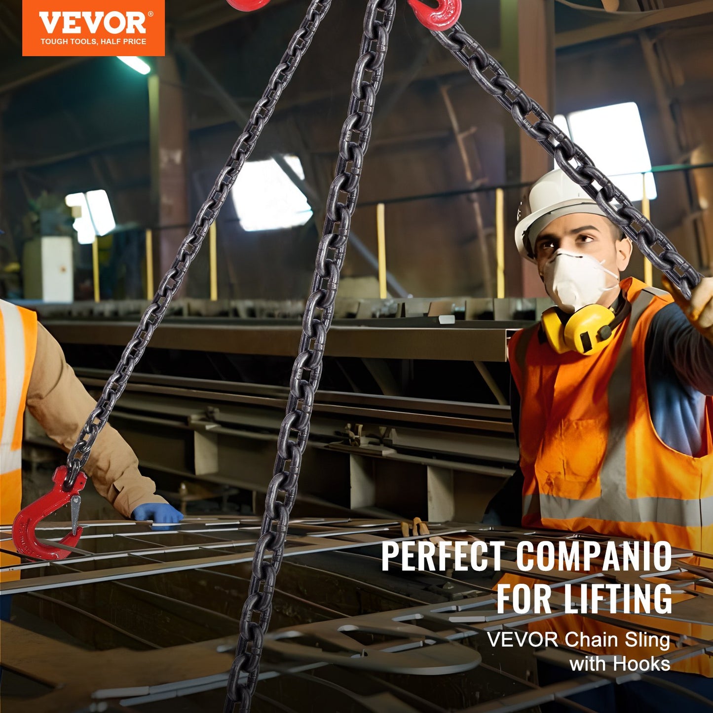 G80 Lifting Chain Sling with 4 Hooks, 6600 lbs Capacity, Heavy Duty Steel