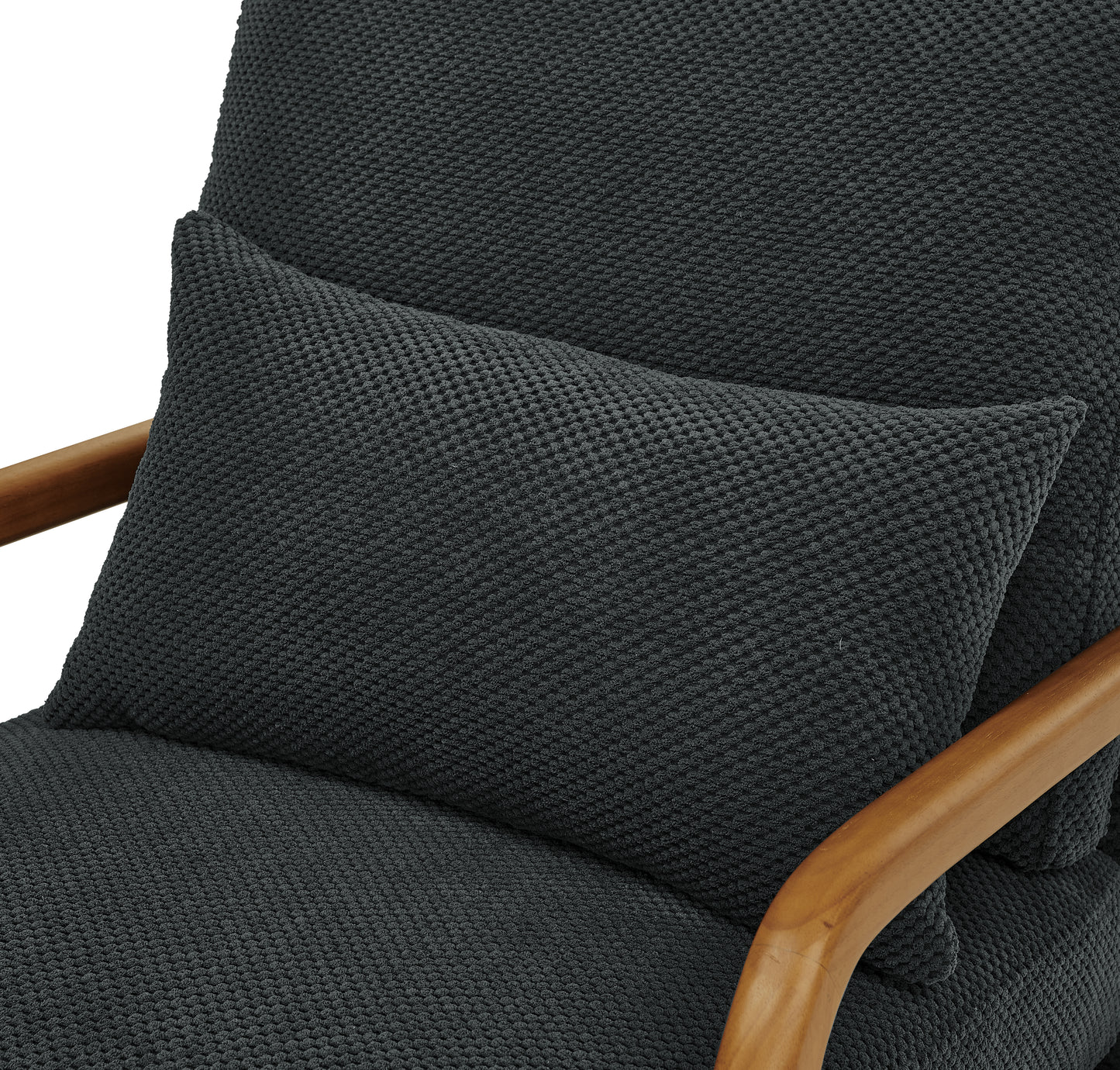 Mid-Century Modern Wooden Lounge Chair - Dark Gray Fabric