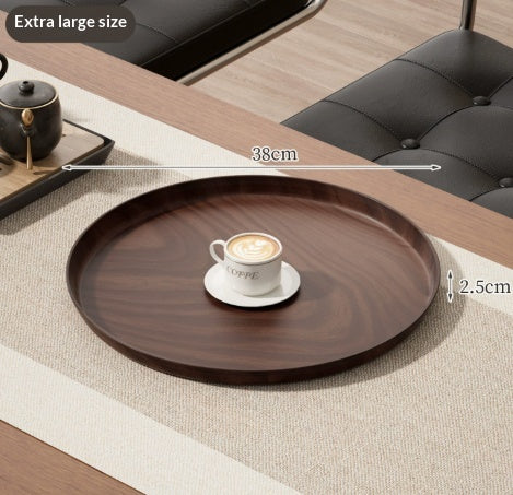 Wood Grain Round Tray Multi-Purpose Dining Plate for Home Use