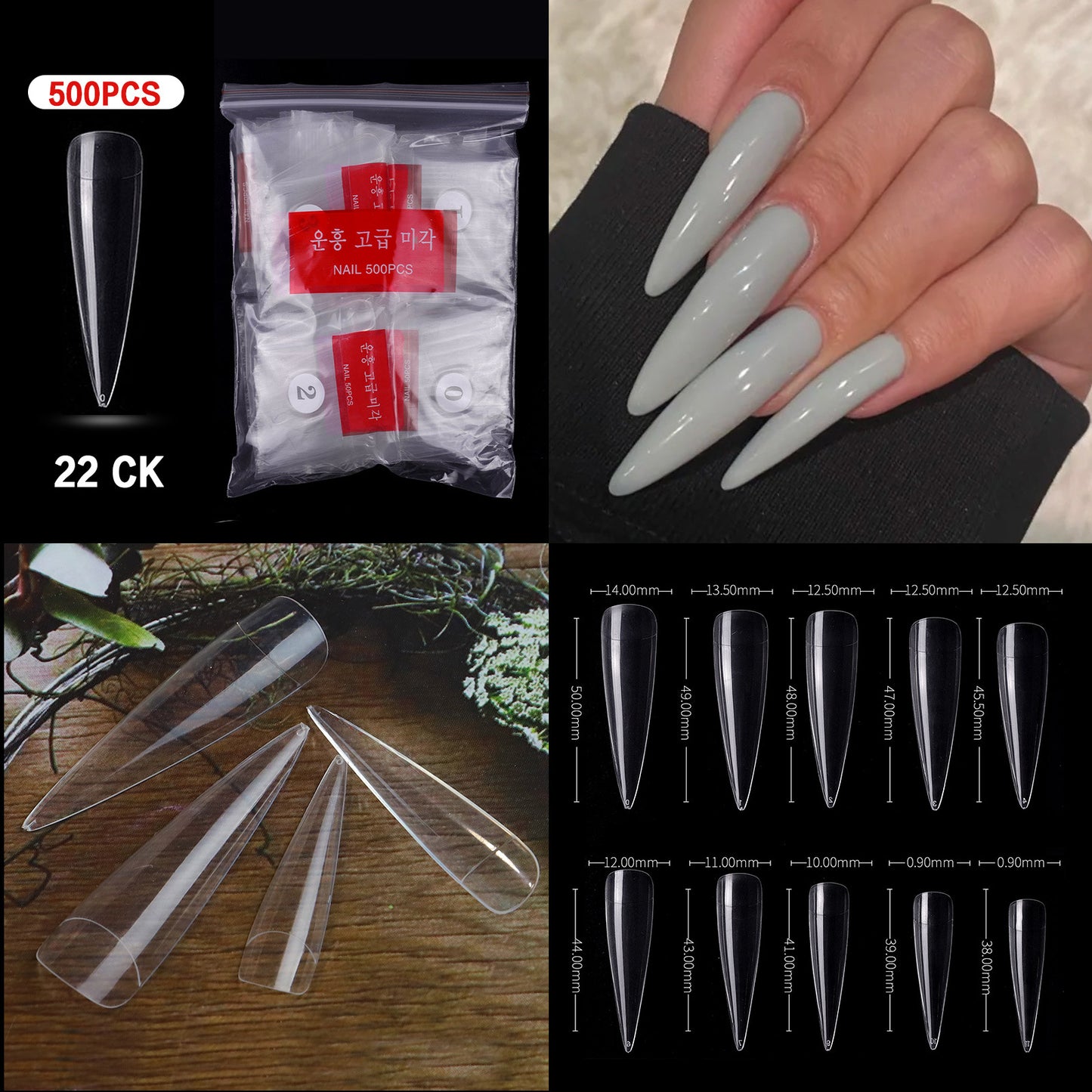 French Pointed Non-Marking Ballet Nail Art Tools - Transparent