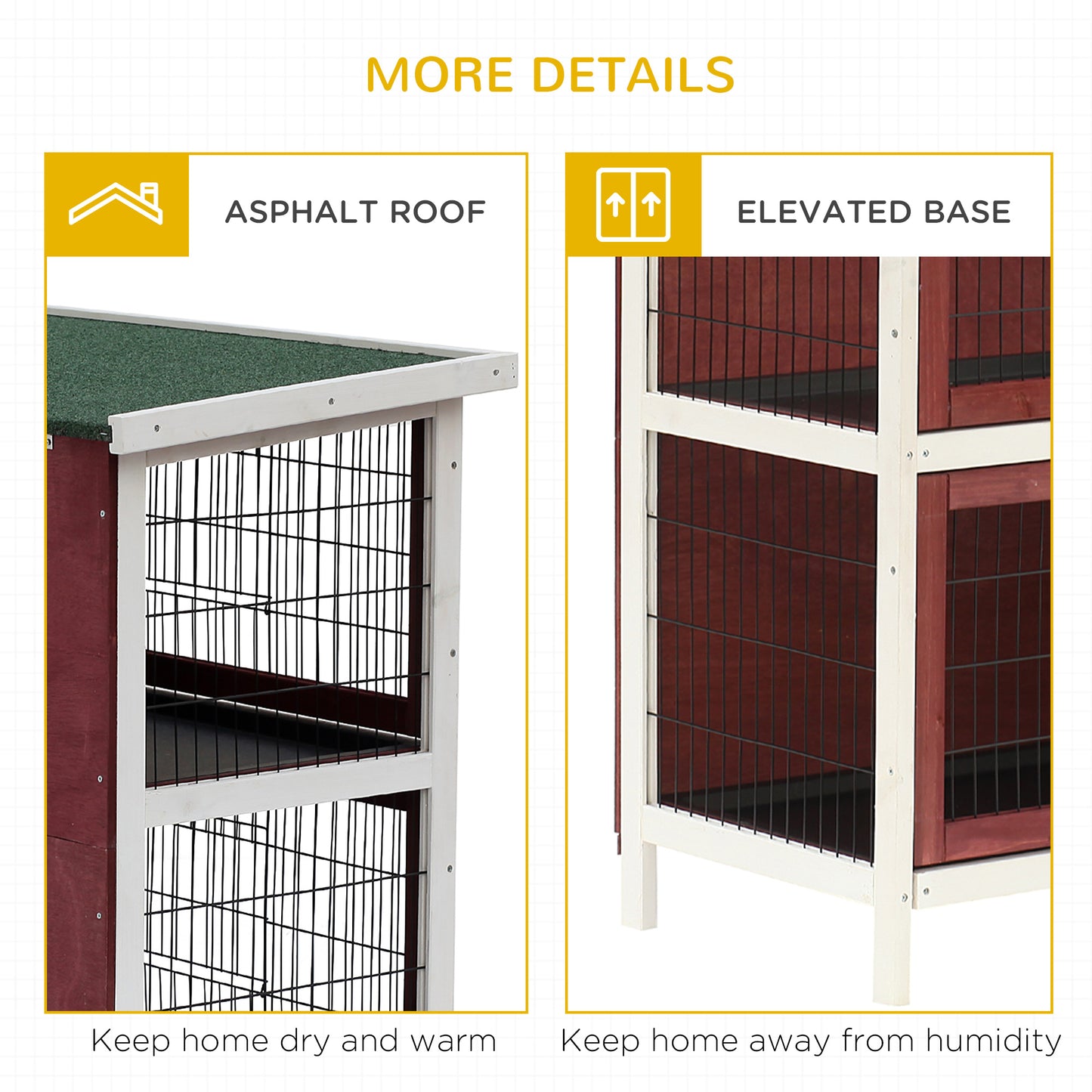 Weatherproof Wooden Rabbit Hutch with Enclosed Run and Pull-Out Trays - 54 Inches