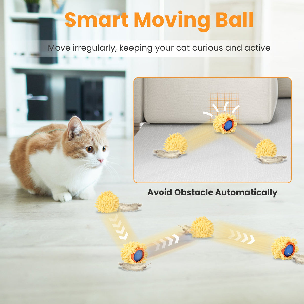 Interactive Cat Toy Ball with Rechargeable Motion Activation for Indoor Cats