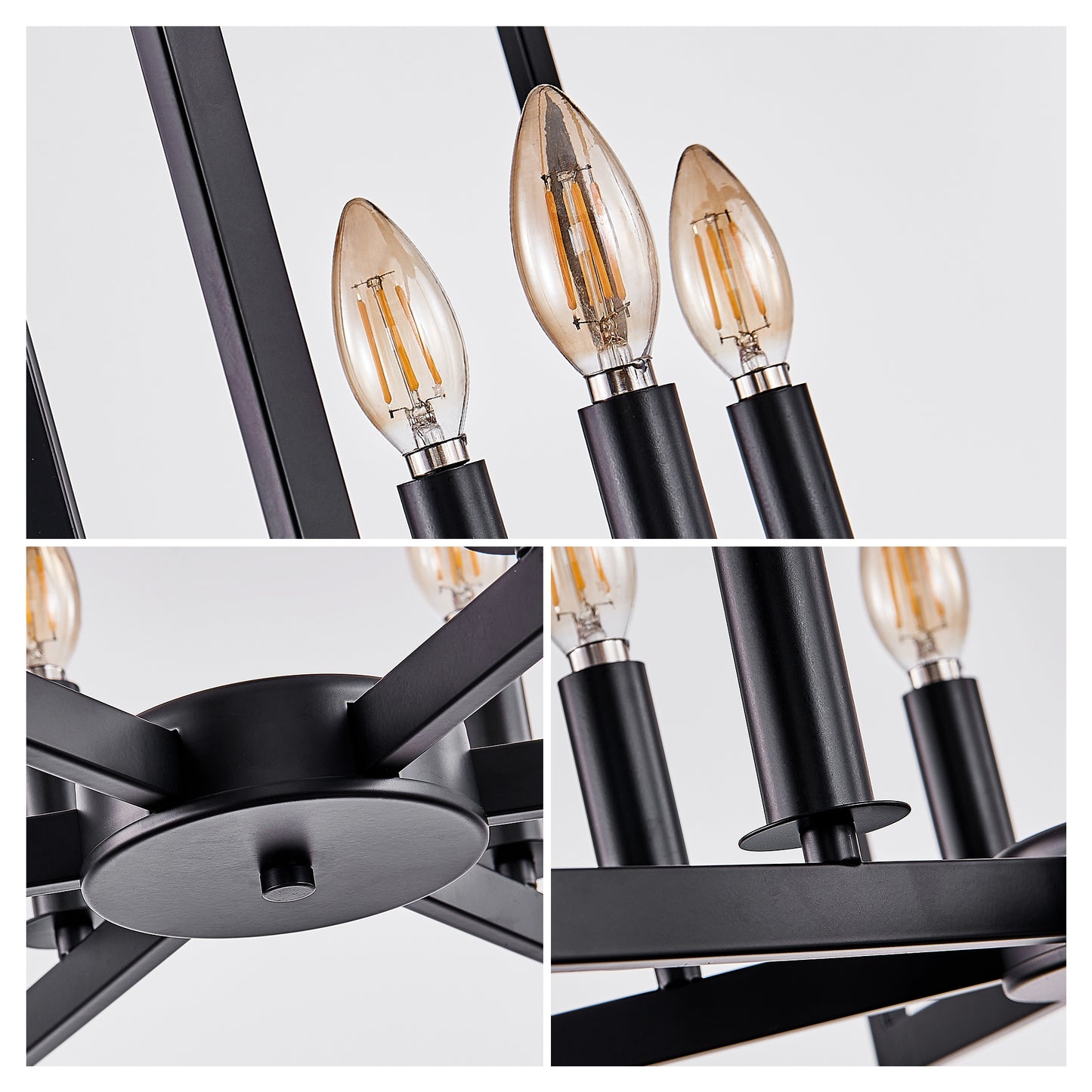 Modern Black Geometric 8-Light Chandelier - Industrial Pendant Light