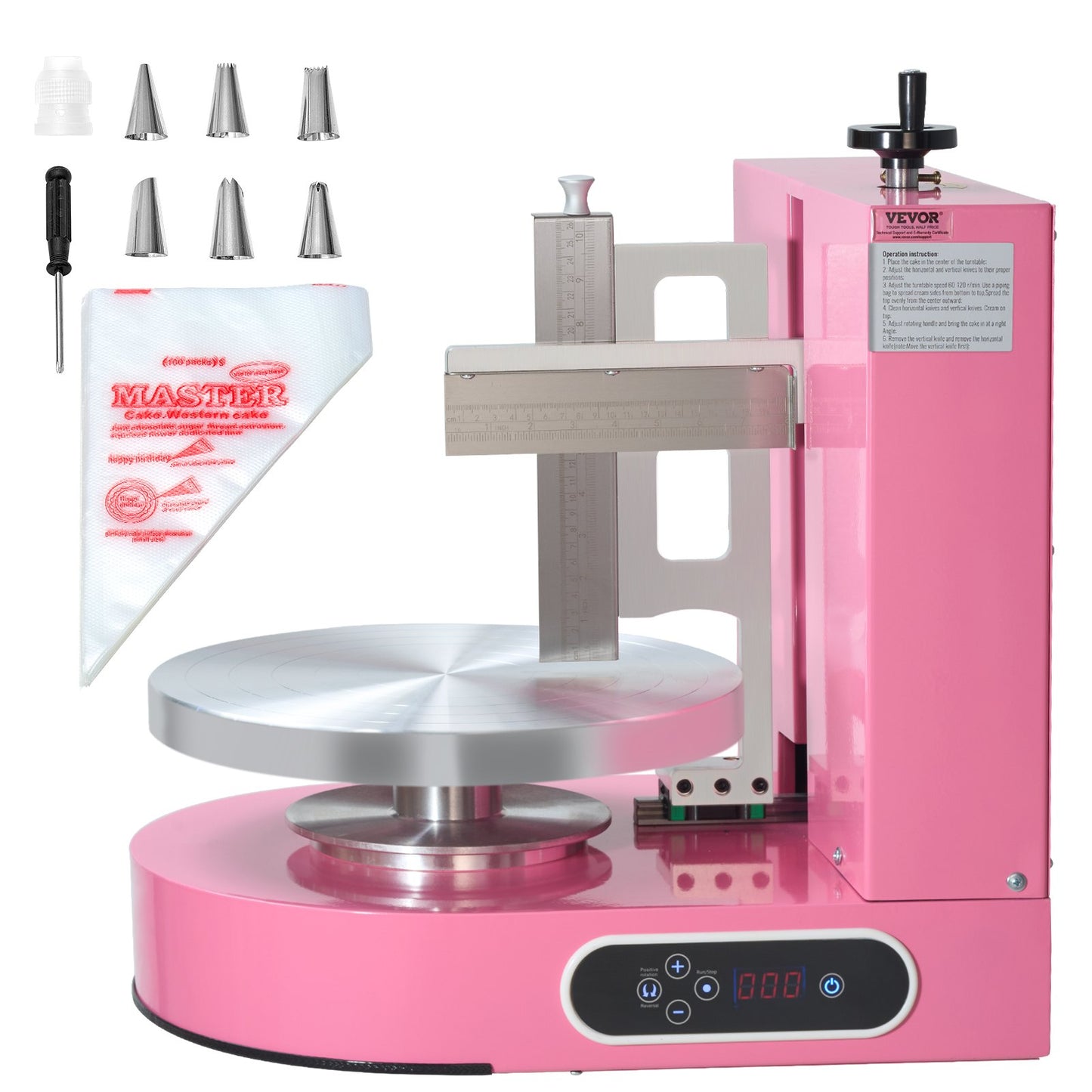 Cake Decorating Machine for 4-12 Inch Cakes - Pink, Adjustable Speed & Turntable