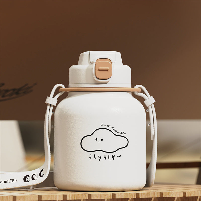 Large Capacity Cute Belly Cup - Food Grade PP and Stainless Steel Drinkware