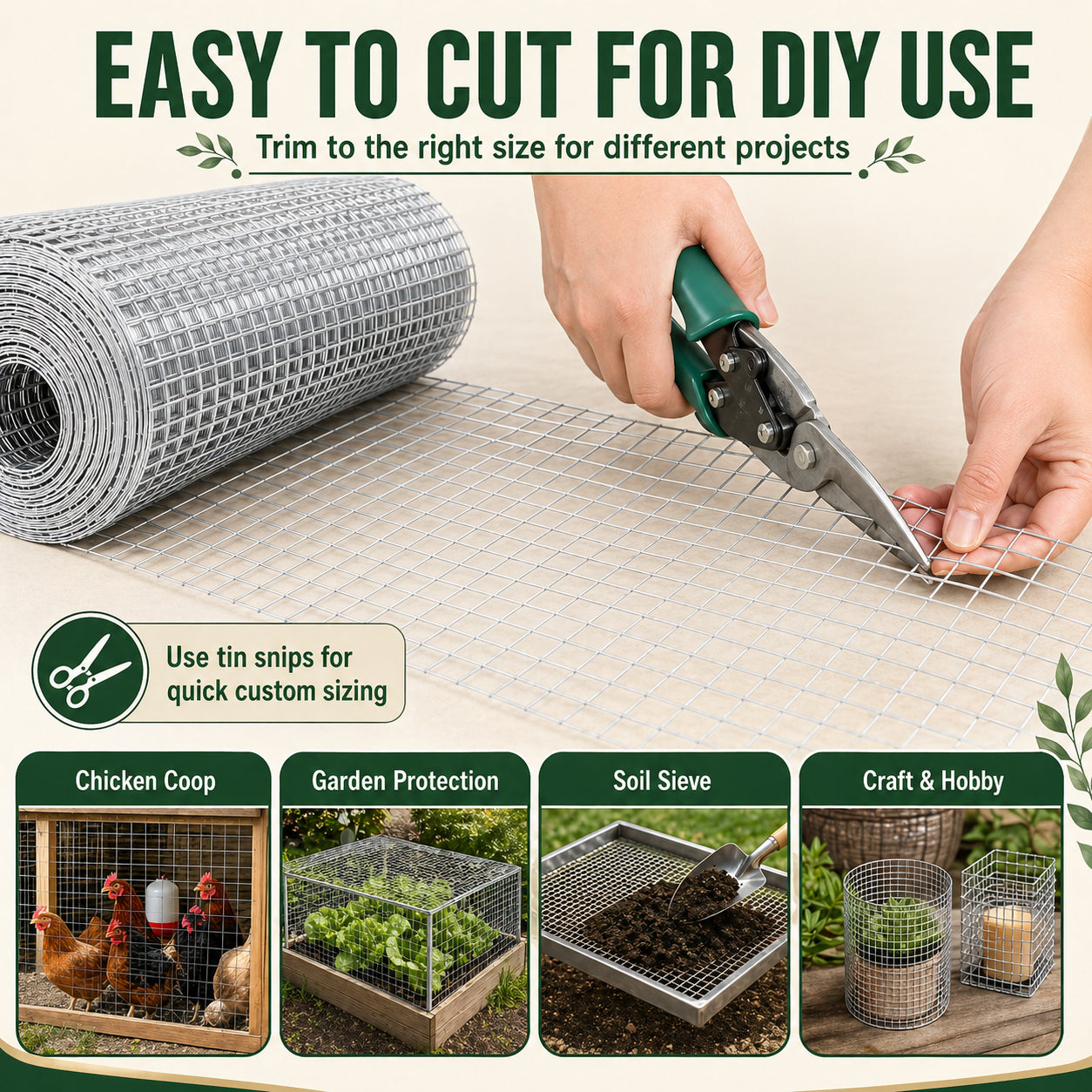 36in x 50ft Silver Welded Chicken Wire Roll for Garden Fencing