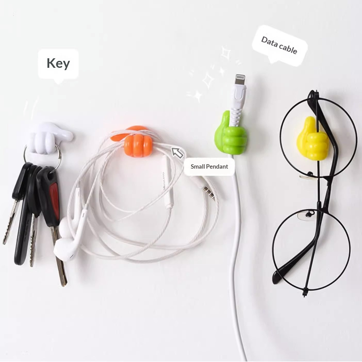 Cute Plastic Thumb Hook Organizer for Cable and Cord Management