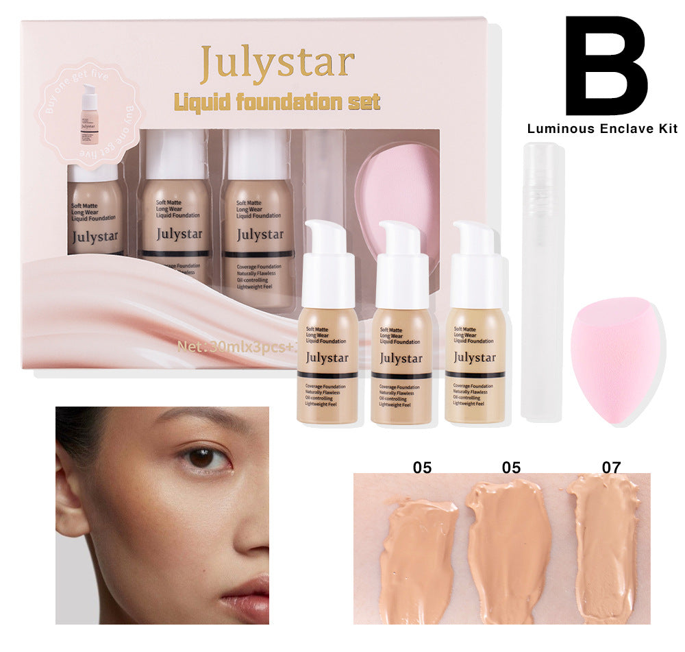 Long-Lasting Liquid Foundation and Concealer Makeup Set
