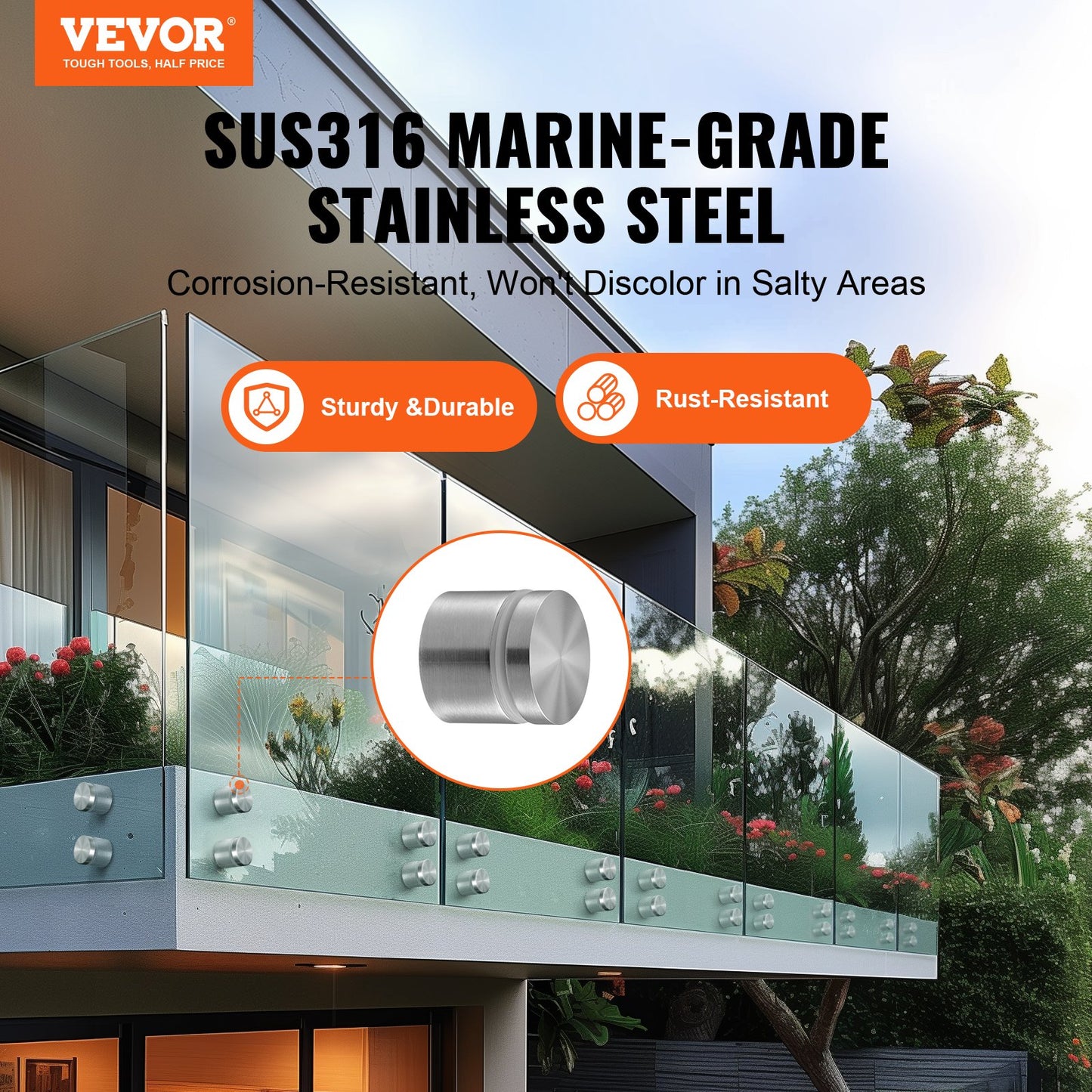Glass Clamp Set - 10 Pack Stainless Steel Railing Brackets for Tempered Glass Balconies and Pools
