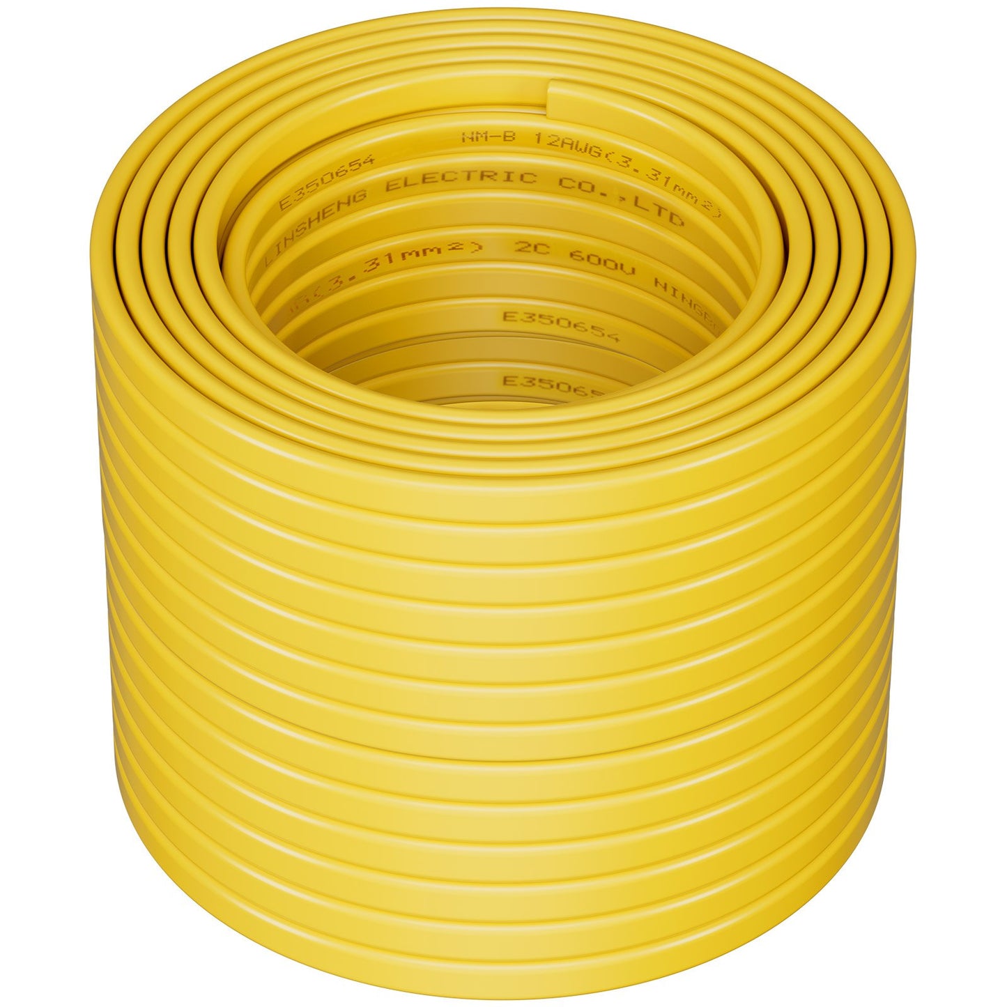 12AWG Copper Core Electrical Wire 100Ft with Ground - Yellow Insulated Cable