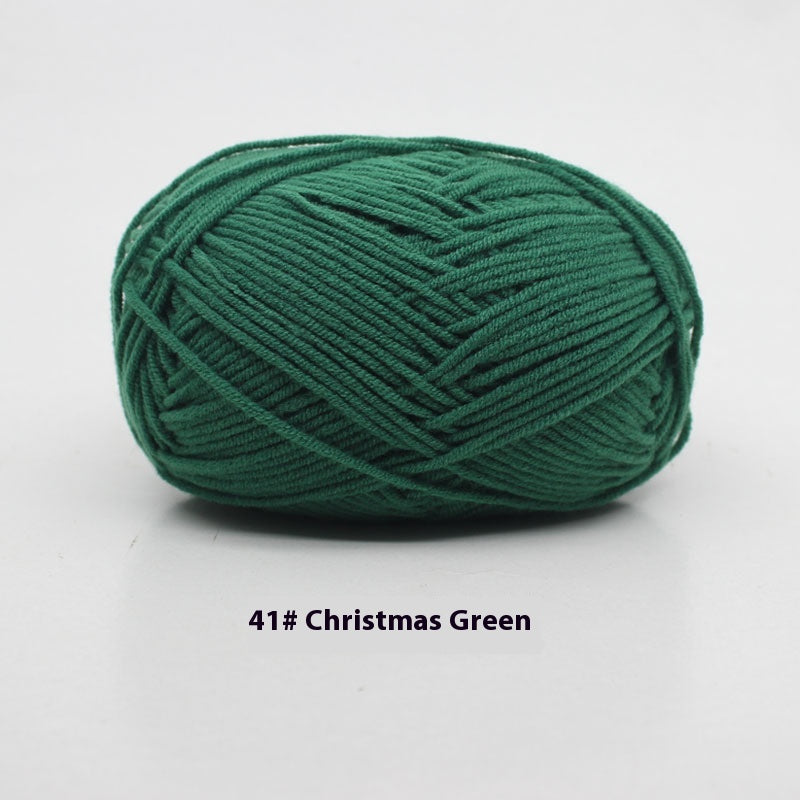 Four-Strand Milk Cotton Crochet Yarn Balls for Craft Projects - Multiple Colors