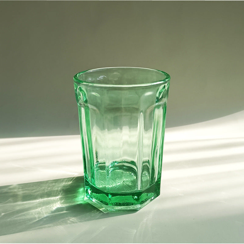 Vintage Green Glass Hexagonal Wine Cup - European Style, 300ml